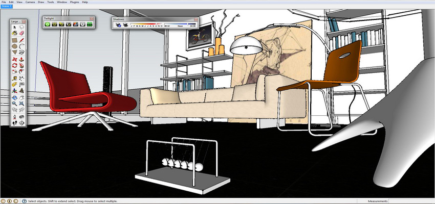 Interior Scene with Twilight Render :: SketchUp 3D Rendering Tutorials by  SketchUpArtists